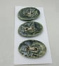 3 Medium Oval Forest Green Brocade Pattern Ceramic Buttons