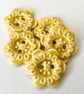 Set of fI’ve little handmade ceramic flower buttons yellow