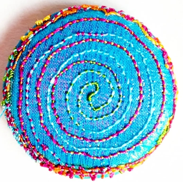 Buttons 1 inch button Hand Dyed Silks and Cottons Free Machine Embroidery Button