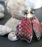 "Draig Bach" (Little Dragon) – Crimson & Bronze Faery Dragon Wing Earrings - Image 2