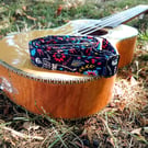 Handmade Black Flowers and skeletons ukulele neck strap 