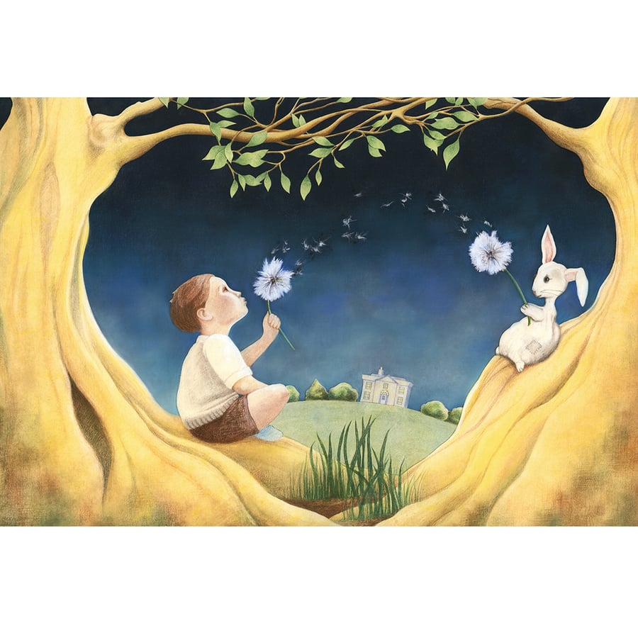 Childhood Art Print - "Summertime". Velveteen Rabbit illustration. 