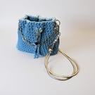 Cord Crochet Duck Egg Blue Bucket bag Cross Body 
