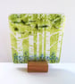 Fused Glass Bluebell Woods Ornament, Birch Tree Scene