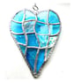 Patchwork Heart Suncatcher Stained Glass Handmade Turquoise Aqua  - Image 2