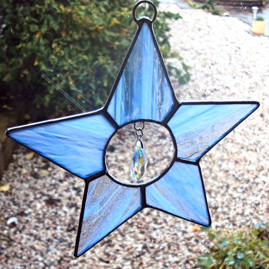 Frosty blue stained glass star