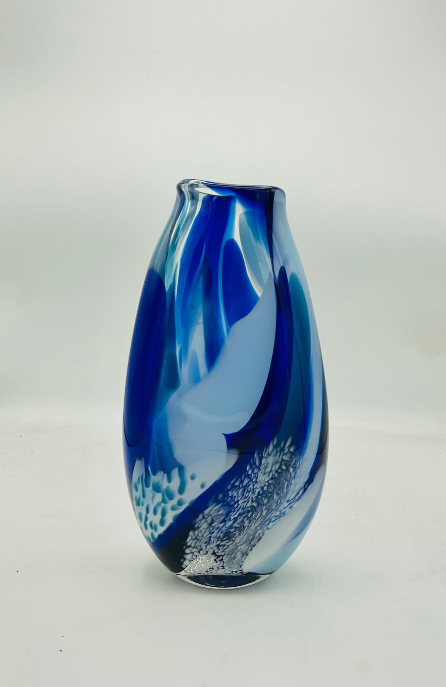 Large Cool Blues Brushstroke Vase