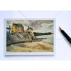 Blank greetings card of Cawsand Beach  Cornwall from original painting  size A6