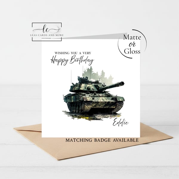Army Tank Happy Birthday Card