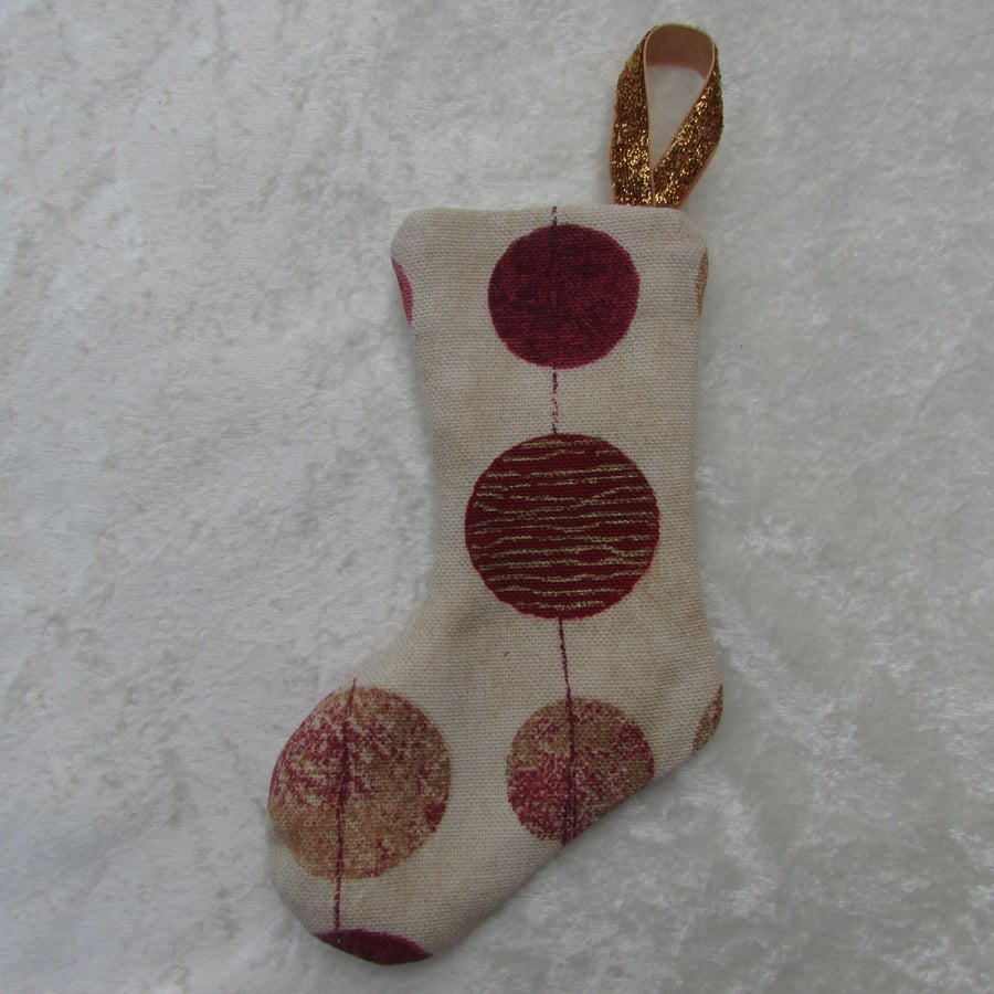 Small circle print Christmas stocking tree decoration