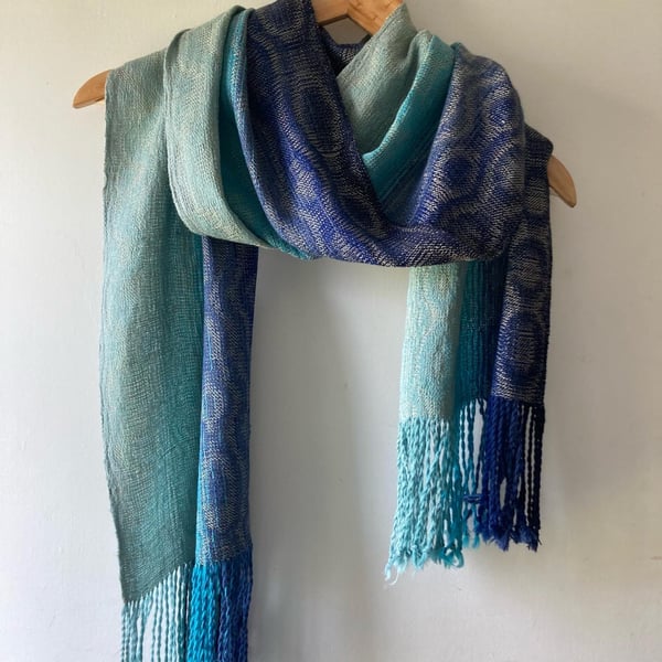 Rockpools Merino and Silk Handwoven Scarf