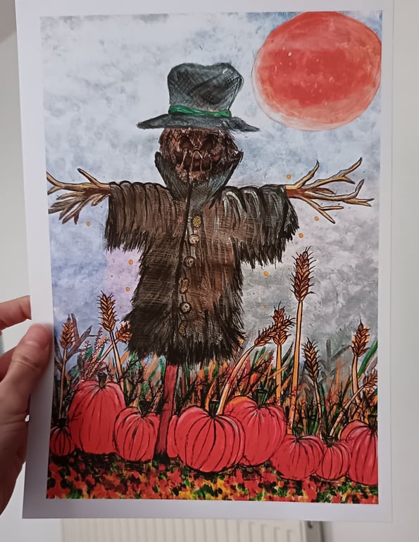 Harvest Scarecrow A4 Art Print