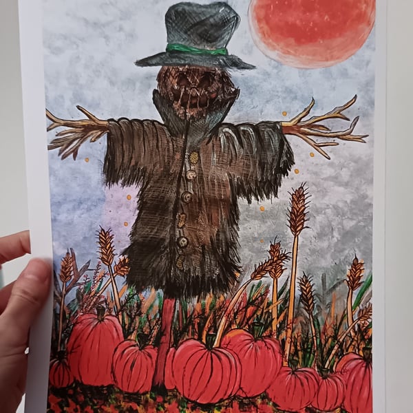 Harvest Scarecrow A4 Art Print