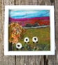 Wool Landscape with sheep.  Needle felted and hand embroidered wool picture - 