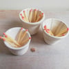 Ceramic match striker pot. Hand painted with matches, grey, pink or white 