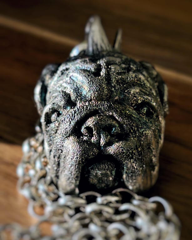 Bulldog Necklace - Sterling Silver - Oversized Charm