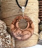 Sleeping Fox Pyrography Wood Pendant Necklace - Image 2