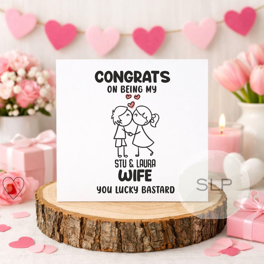 Funny Wedding Card for Wife Congrats on Being My Wife Rude Wedding Card