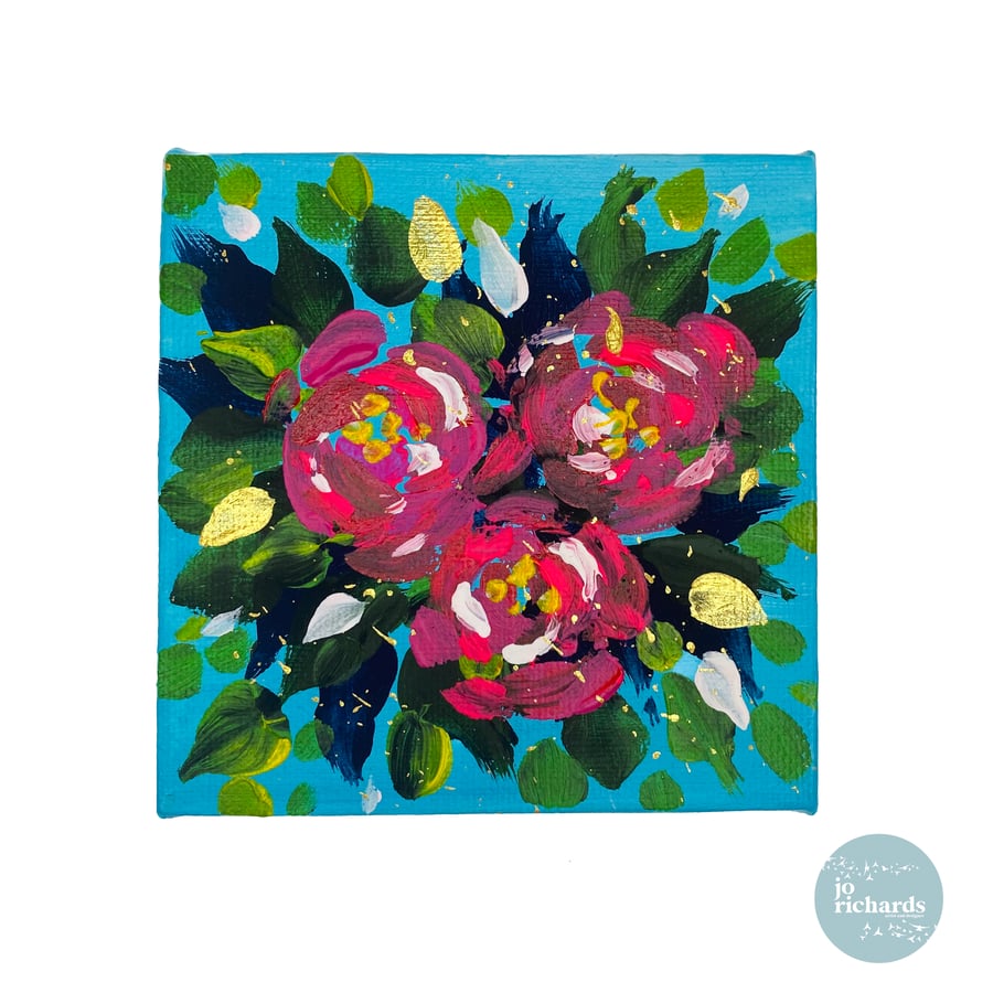 'The Rose of Joy' Acrylic on Canvas 10x10cm Original Painting