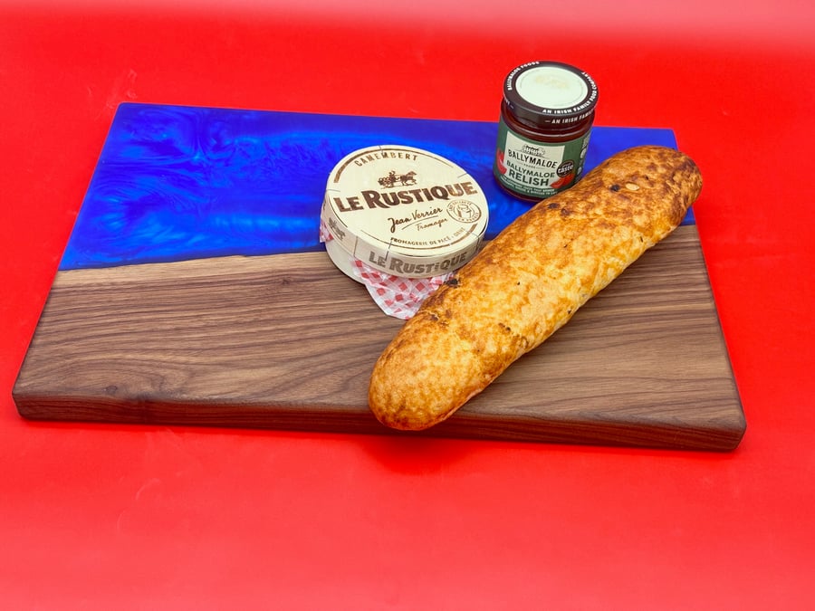 Handcrafted wood and resin charcuterie board