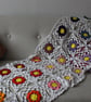 Crochet cotton throw blanket in white and multi-colours - one-of-a-kind - Image 1