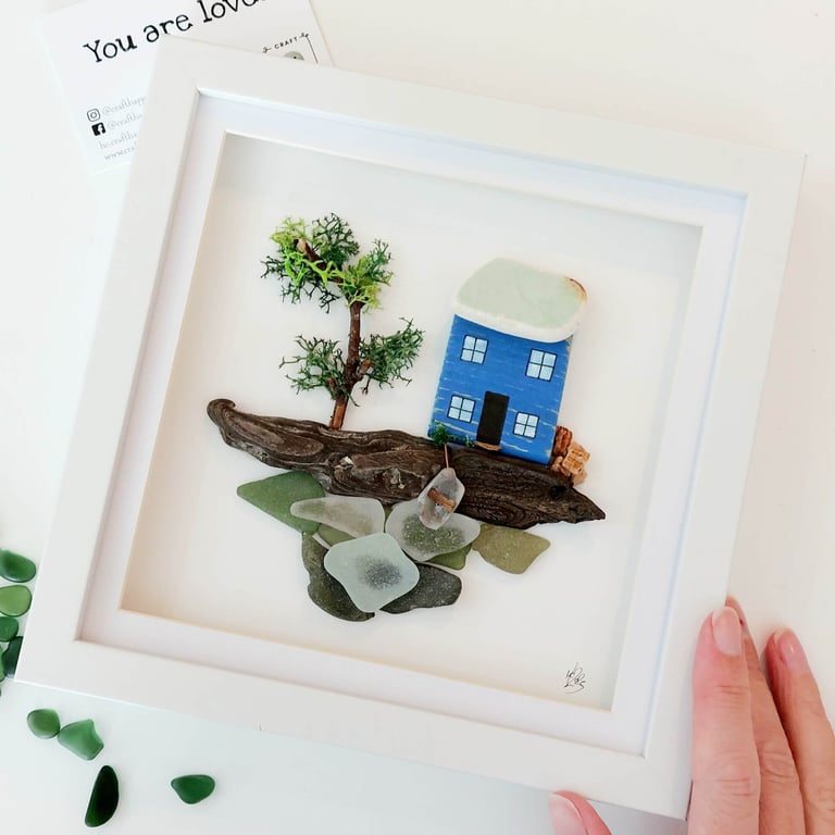Driftwood Rustic Miniature Cottage Wall Art- Sustainable Framed Picture