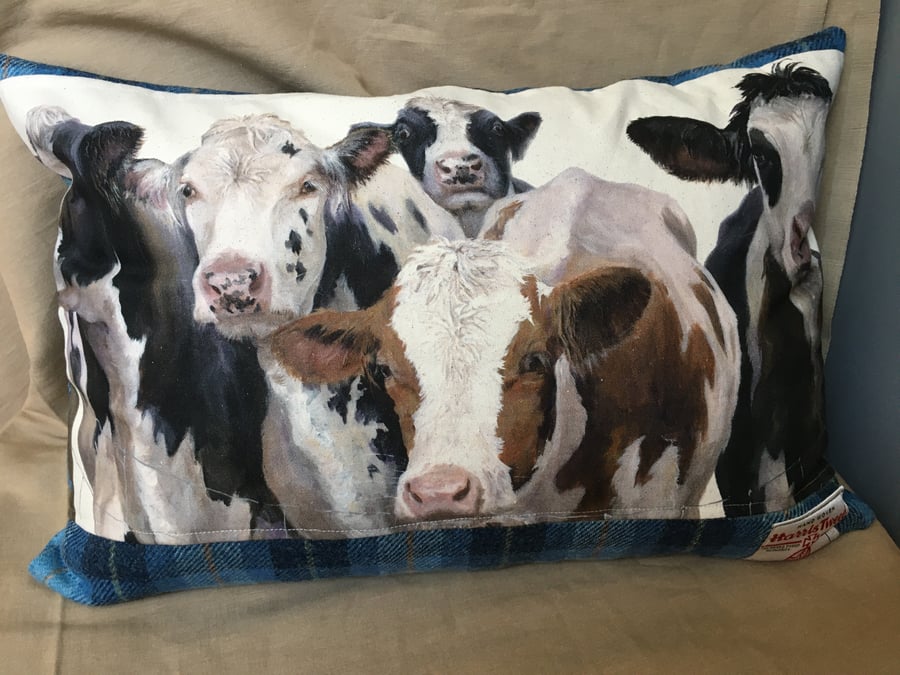 Harris Tweed cow Cushion