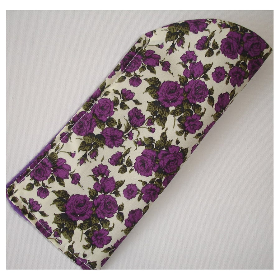 Purple Rose Glasses Case Liberty Roses Spectacles Sleeve