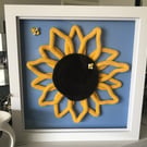 Sunflower with bees knitted wire wall art