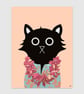 Tropical Wall Art, Cat Wall Art Print, Hawaii Print, Hawaiian Style, A4 - Image 2