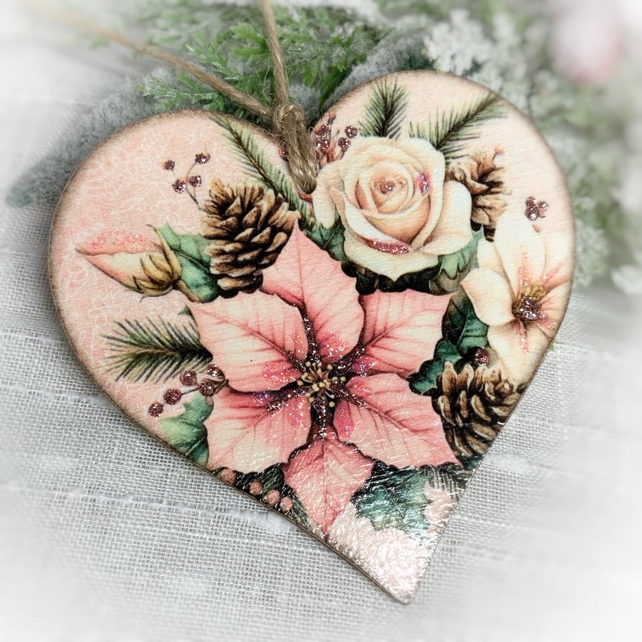 Pink Christmas Poinsettia Decoration