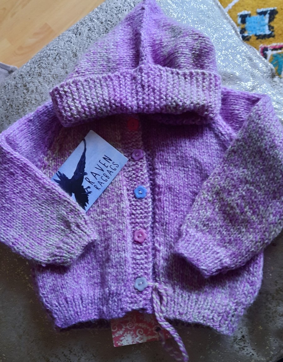 Soft Pink Marl Baby Hoody 6 months