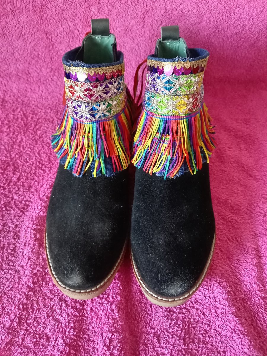 Decorative Boho Rainbow Boot Cuff Topper Cover