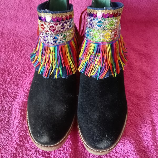 Decorative Boho Rainbow Boot Cuff Topper Cover
