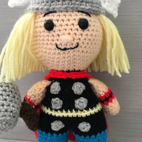 Crocheted Thor Doll and Birthday Card