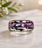 Abalone Pink Shell-Resin Inlay Tungsten Carbide Ring Size S