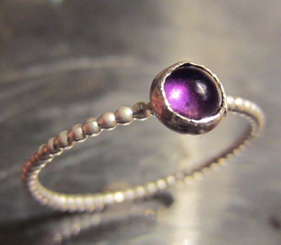 mini purple peri peri Amethyst stacking ring