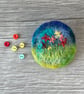 Needle felted hand embroidered meadow circular brooch  - Image 3