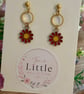 Red Flower Dangle Earrings, Enamel Floral Charms, Handmade Jewellery - Image 4