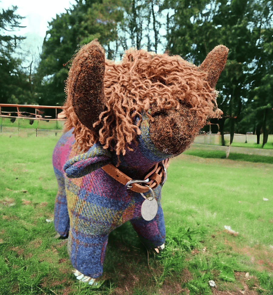 Harris Tweed Highland Cow Doorstop