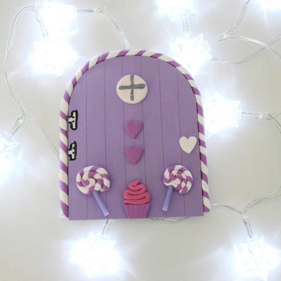 Retro Fairy or Elf Door LILAC & WHITE THEME