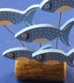 SHOAL OF 5 BLUE & WHITE FISH ORNAMENT MADE FROM NATURAL DRIFTWOOD FROM CORNWALL - Image 6