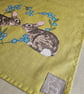 Rabbits in forget-me-not heart tea towel design, organic cotton, hanging loop - Image 5
