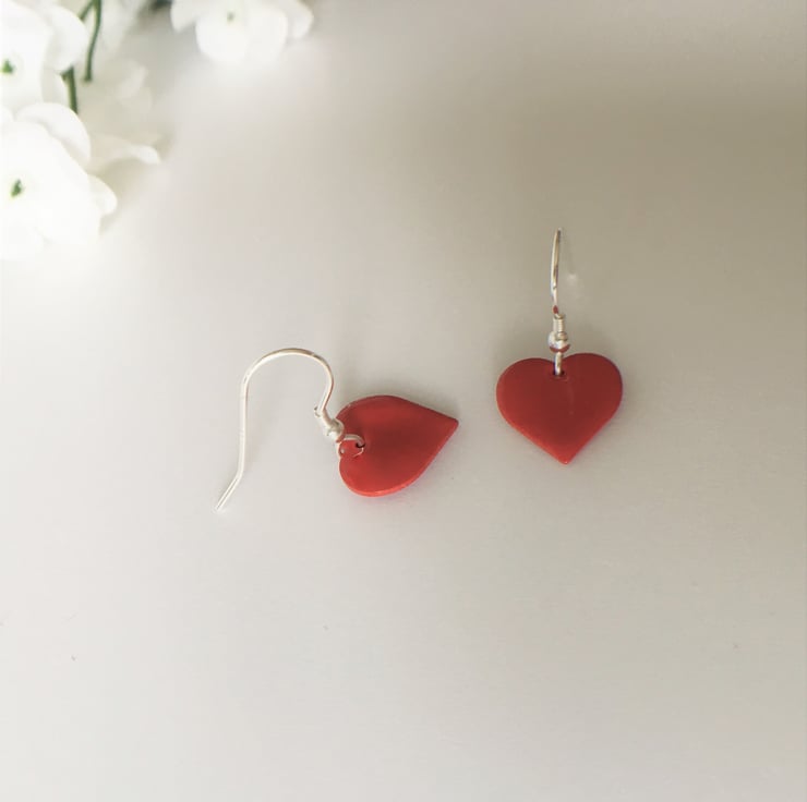 Boucles D'oreilles Pendantes Cœur En Verre Givré - Monture Argent 925 - Neuf Sans Emballage