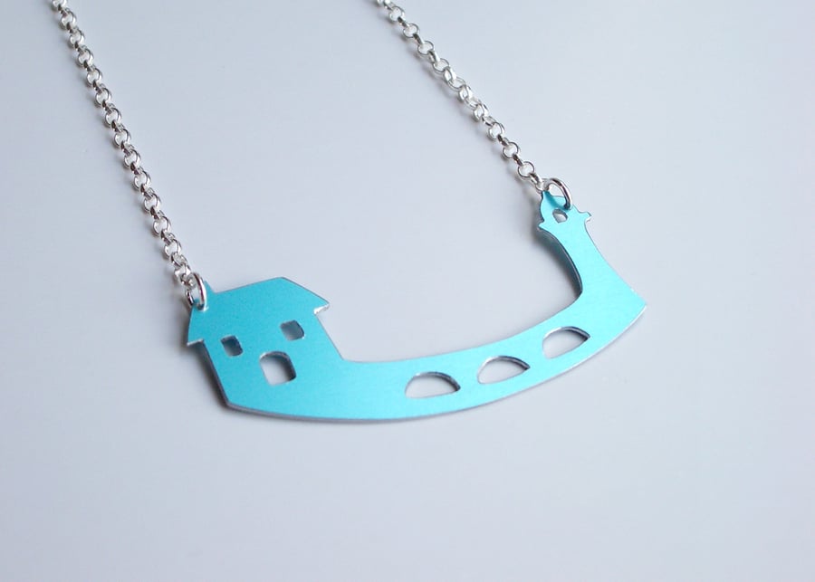 Sale - St Ives harbour pier necklace with lighthouse