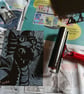 Steampunk Dragon Tote Animal Linocut Hand Printed Cream Shopping Bag - Image 4