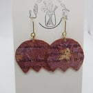 Upcycled Vintage Book Bronze Flower Drop Earrings