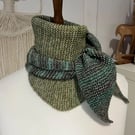Triangle Scarf Neckerchief Blue, Grey, Green tones coloured 120cms NEW STYLE