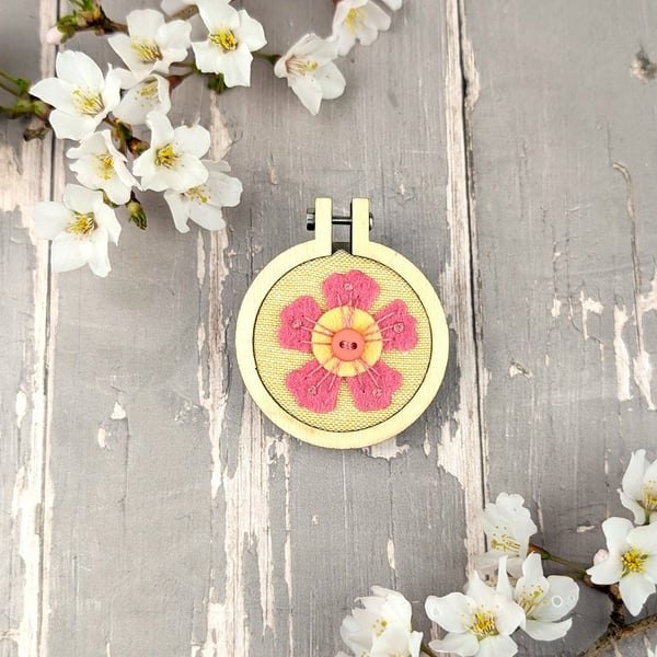 A Hand Embroidered Blossom Brooch