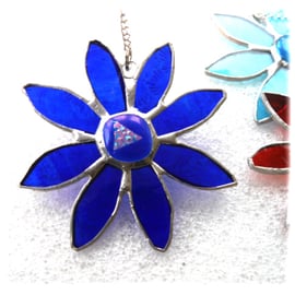 Dichroic Daisy Blue Suncatcher Handmade Stained Glass 011